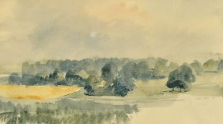 Timothy Gibbs (1923-2012) British, A wooded landscape, watercolour, initialled in pencil, 4.75