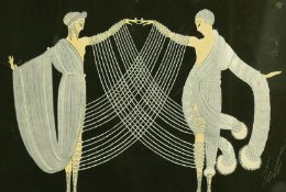 After Erte (Romain de Tirtoff), two female figures in stylised dress, 5.5