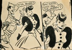 Arthur Ferrier (1891-1973) British, 'H'ya, babe!', ink and bodycolour, fragment, 8 x 12