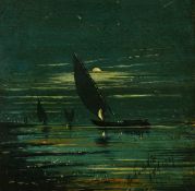 Circle of Atkinson Grimshaw, 'Mouth of the Nile', oil on mounted panel, signed with initials,