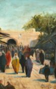 19th/20TH Century, figures on a busy North African street, indistinctly signed, 16