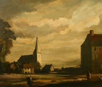 Philip Hugh Padwick (1876-1958) A village church, oil on board, with Christie's stamp and