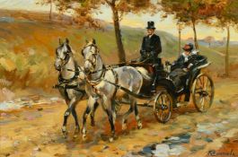 Tatyana Yenikeyeva (b.1968) Russian, 'Going to church', oil on canvas, signed, 24cm x 35cm, 9.5