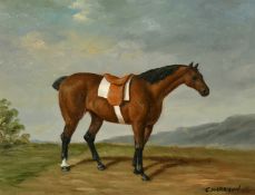 C. Harrison (20 / 21st Century) A pair of saddled horses in landscapes, oils on panel, both