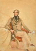 Attributed to Frederick Cruikshank (fl. c.1849-1861) British, Study for a portrait of a seated