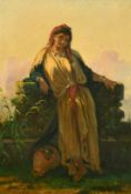 Antonio Scognamiglio (19th Century), an Eastern lady in traditional dress with a pitcher by her