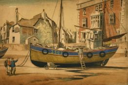 Edward Bouverie Hoyton (1900-1988), 'St. Ives, The Sloop Inn and SS63', etching and aquatint, signed
