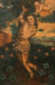 Cuzco School, 'The Martyrdom of San Sebastian', oil on canvas laid down on board, 23
