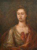 Early 20th Century, Portrait of a lady wearing a red shawl, inscription verso, said to be Ann