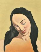 Follower of Tamara de Lempicka, a head study of a female, oil on canvas, 16
