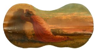 Circle of Holman Hunt, A traveler praying in the wilderness, oil on stretched canvas, signed with