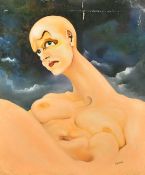 20th Century, a study of a distorted female figure, oil on canvas, signed 'Brenda', 30