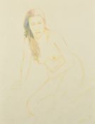Alan Brassington (b. 1959), a study of a female nude kneeling, crayon on paper, signed with