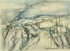 Adrian Hill (1895-1977) 'Encroaching Night', charcoal and pastel, signed, 9.5