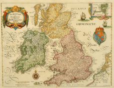 Magnae Britanniae Et Hiberniae Tabula, an antique hand coloured map of the British Isles, 12.5