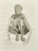 'Serena' 20th Century, A study of a crouching female nude, watercolour, 23