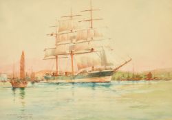 William Minshall Birchall (1884-1941) British, 'The Red Ensign in Eastern Waters', watercolour,