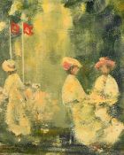 Walter John Beauvais (1942-1998) British, 'Tea in the park', oil on board, Park Grosvenor