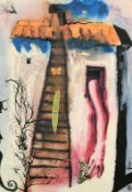 Salvador Dali, an illustration from Alice in Wonderland, 'The Rabbit Sends in Little Bill', mixed
