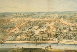 19th Century lithograph, 'The gardens of the Philosophical Society, York', label verso, 14.25