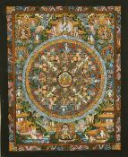 South Asian School (20th Century) A Thanka, gouache on fabric laid on board, 13.75