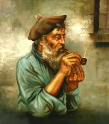 Raffaele Frigerio (1875-1948) Italian, The pipe smoker, oil on canvas, 15.5