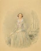 William Spence Robinson (19th Century) British, A portrait of Hannah Roberts in a formal garden
