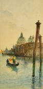 Giovanni Lavezzari (1817-1881) Italian, gondola on the Grand Canal, Venice, watercolour, signed,