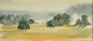 Timothy Gibbs (1923-2012) British, Trees in a landscape, watercolour, initialled in pencil, 2.75