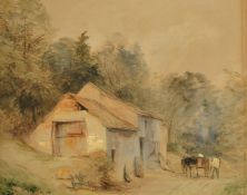 William Evans of Eton (1798-1877) British, Horse and cart beside a cottage, watercolour with body