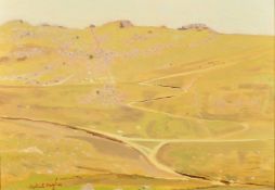 Robert Morson Hughes (20th Century) A extensive scorched landscape with a winding road, oil on