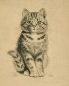 Meta Pluckebaum (1876-1945), an etching of a kitten, signed in pencil, 3