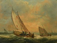 Follower of Meadows (19th Century) A busy shipping scene with sailing boats in a choppy sea, oil