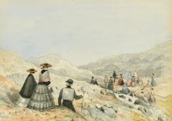 Sir George Reid, P.P.R.S.A. (1841-1913) Scottish, A walking party on 'Ingleboro', watercolour over