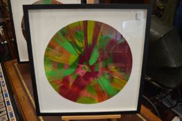 In the manner of Damien Hirst, spin picture circular, framed and glazed.