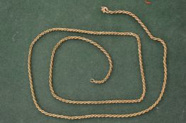A rope twist necklace stamped 18ct. 26 grams