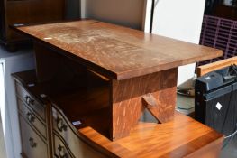 An oak coffee table.