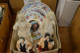 A pair of Staffordshire figures and other items.