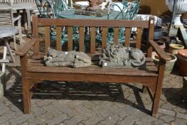 A wooden garden bench.