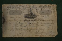 The Dumfries Commercial Bank £5 note, number 2/120, dated 1805.