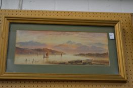 A mountainous river landscape watercolour.