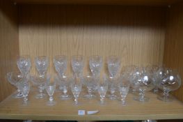 Cut glass drinking glasses.