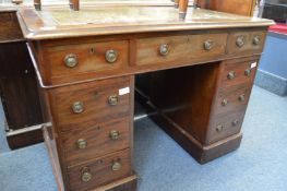 A Victorian mahogany pedestal desk.