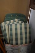 Various outside chair cushions.