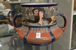 A large Mettlach twin handled pottery Art Nouveau jardiniere.