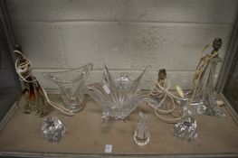 A good selection of moulded glass vases, lamps, bowls etc.