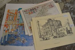 Various unframed prints.