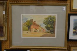 A. E. Waite, a street scene with horse and cart watercolour, signed.