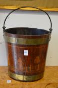 A 19th century Dutch brassbound peat or oyster bucket.