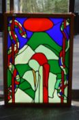 A stained glass panel.